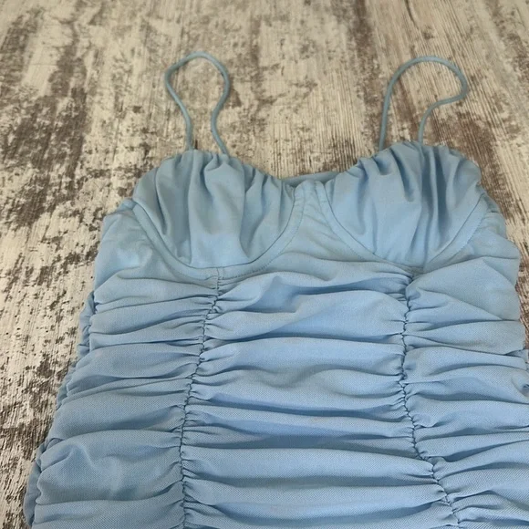 Shein Light Blue Ruched Tank Top - Picture 6 of 9